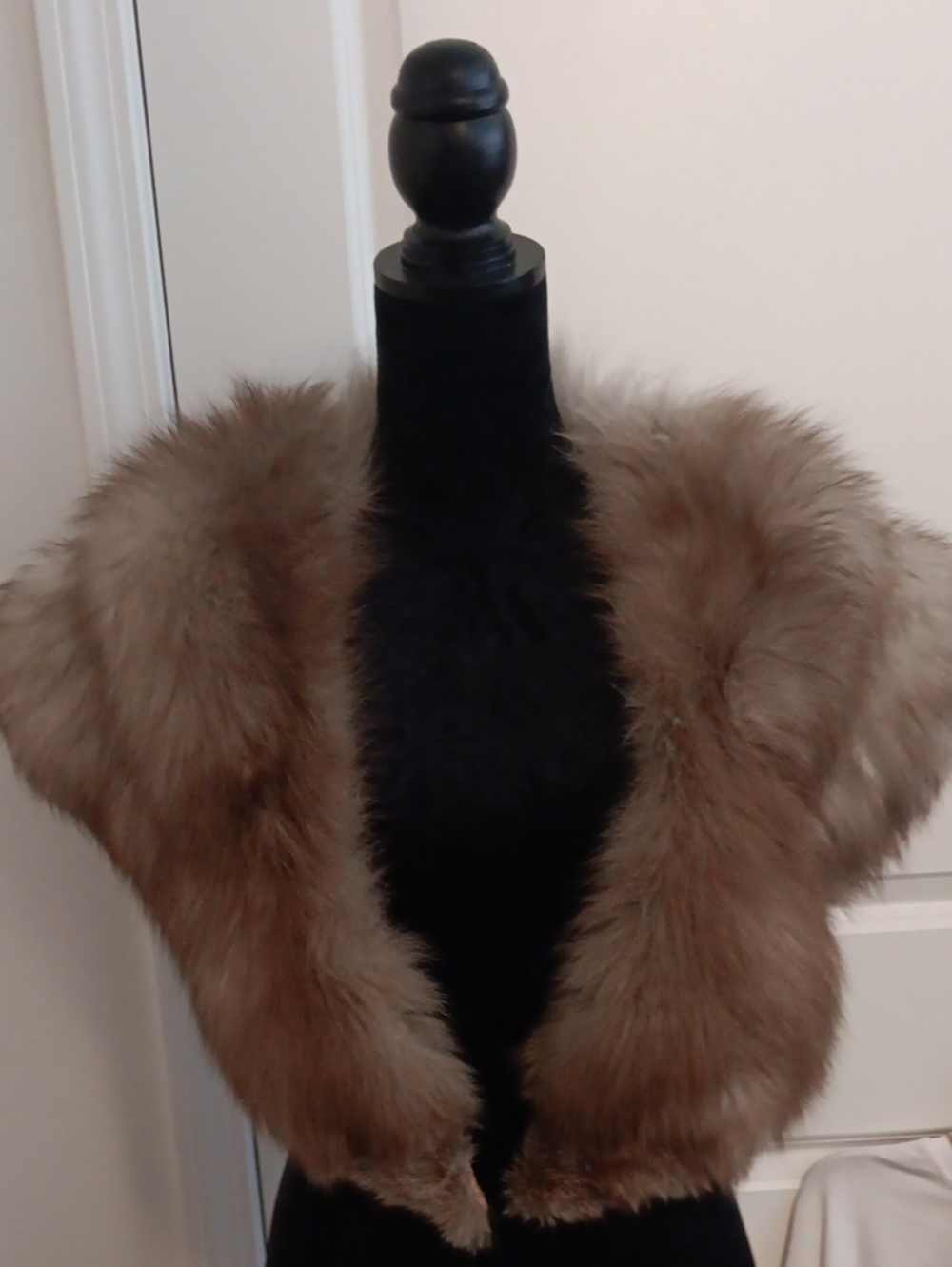 Fur Shrug Bolero Jacket in Taupe